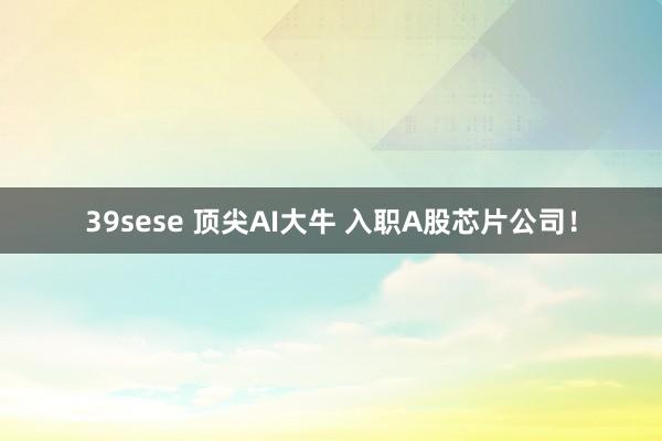 39sese 顶尖AI大牛 入职A股芯片公司！