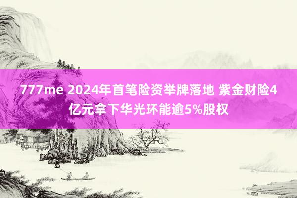 777me 2024年首笔险资举牌落地 紫金财险4亿元拿下华光环能逾5%股权