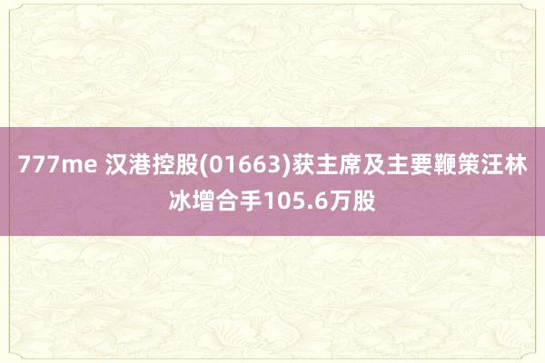 777me 汉港控股(01663)获主席及主要鞭策汪林冰增合手105.6万股