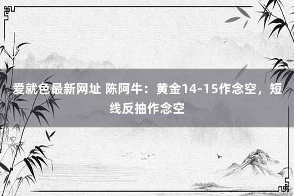 爱就色最新网址 陈阿牛：黄金14-15作念空，短线反抽作念空