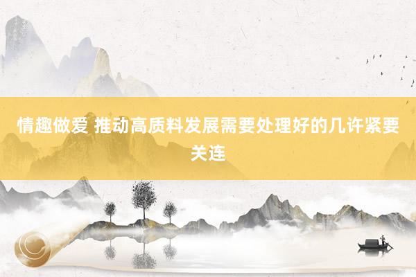 情趣做爱 推动高质料发展需要处理好的几许紧要关连